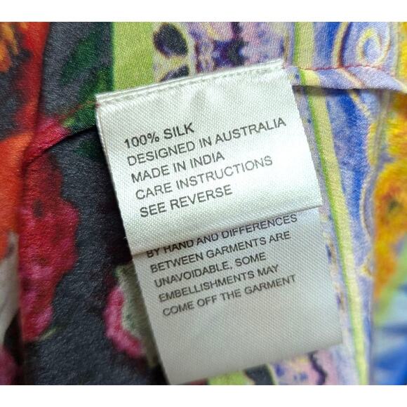 Camilla Deep V Mini Dress Festival Floral Print Beaded Resortwear Size Medium 2 - Picture 5 of 6